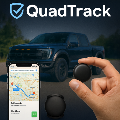 QuadTrack™ GPS Car Tracker – Real-Time 4G LTE Vehicle Tracking, Mobile App Control, Anti-Theft Alerts, Waterproof Magnetic Design, Long Battery Life, Unlimited Range